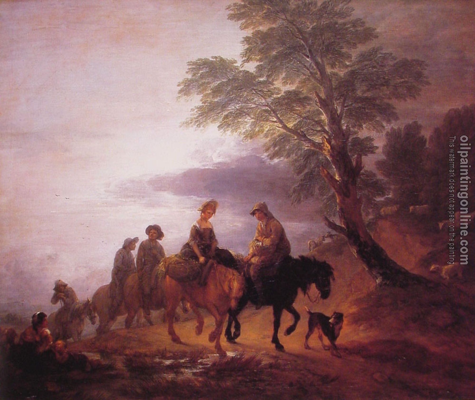 Gainsborough, Thomas - Open Landscape with Mounted Peasants